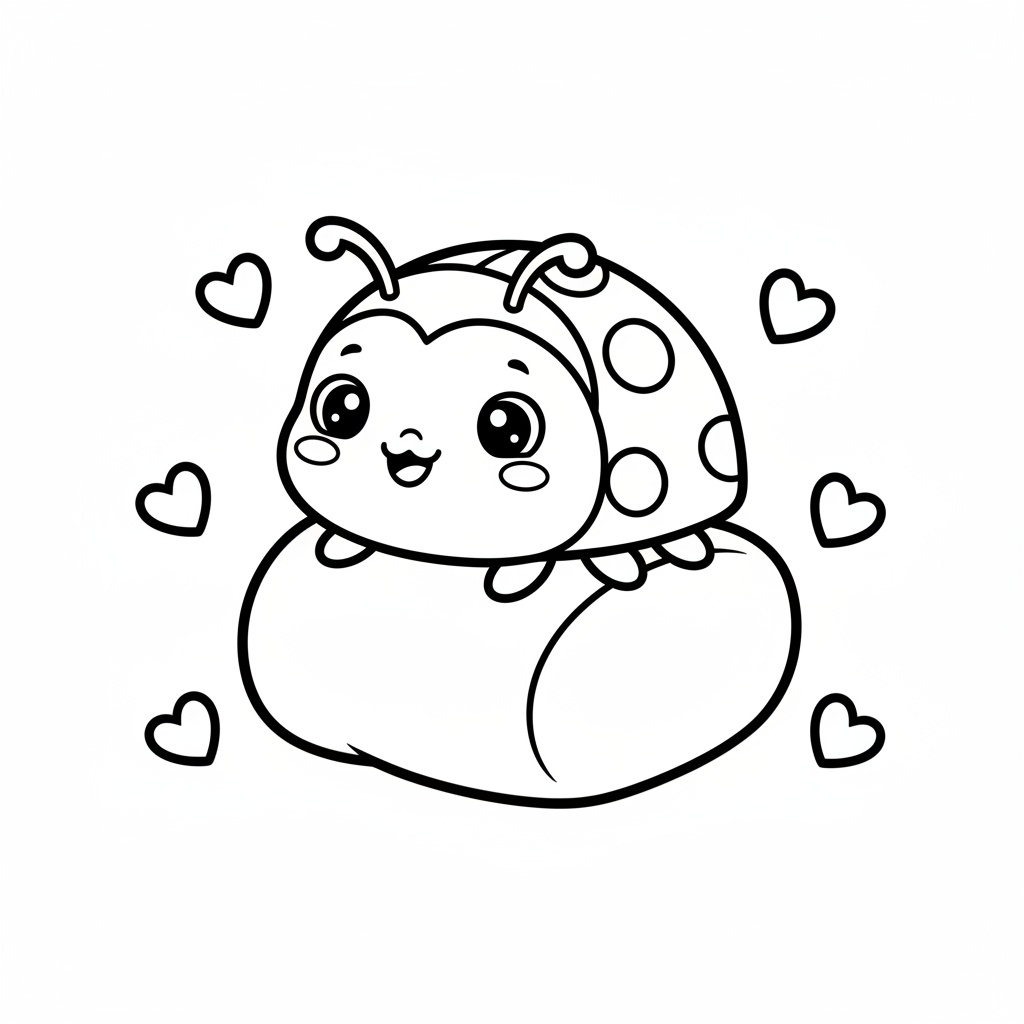 Kawaii-stil nyckelpiga med hjärtan