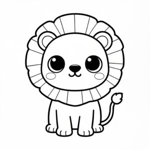 Kawaii-stil storögd lejonunge – ladda ner och skapa unik dekoration!