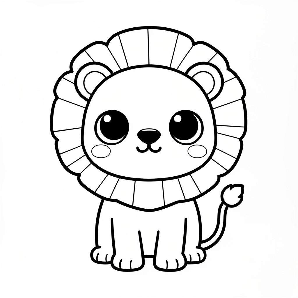 Kawaii-stil storögd lejonunge – ladda ner och skapa unik dekoration!