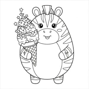 Kawaii-stil zebra med glass