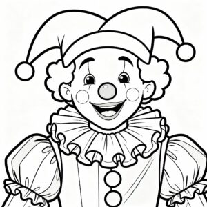 Komplex clownporträtt med dekorerad hatt