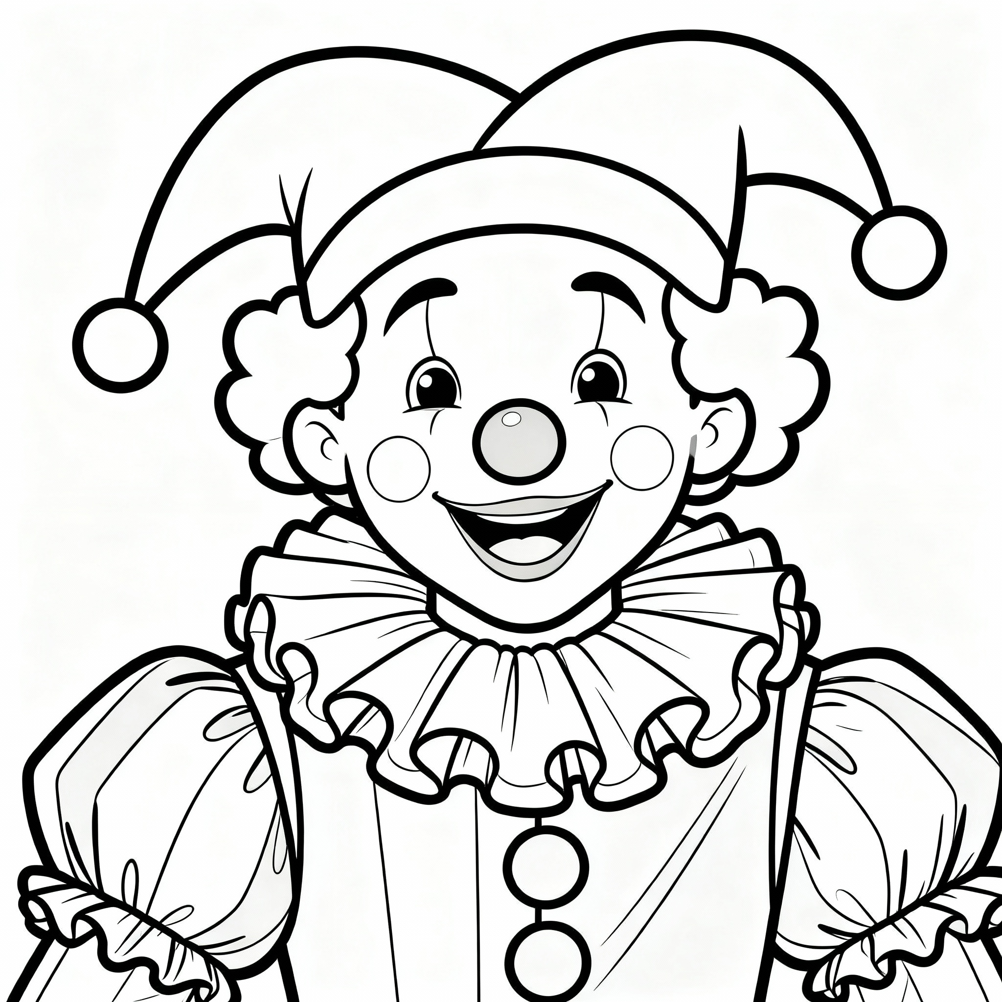 Komplex clownporträtt med dekorerad hatt