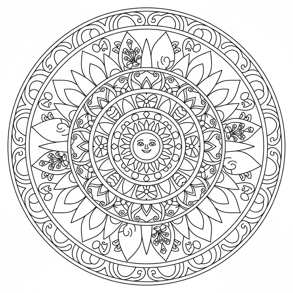 Komplex mosaikmönstrad historisk mandala för meditation