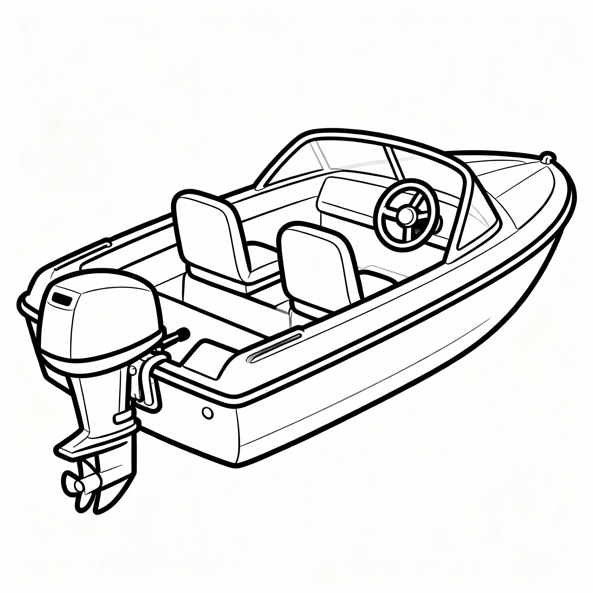 Komplex motorbåt med tekniska detaljer