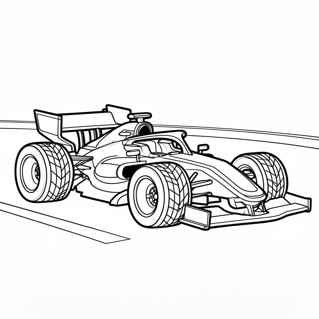 Komplex racingbil med aerodynamiska element