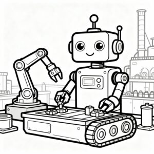 Komplex robotverkstad med alla detaljer