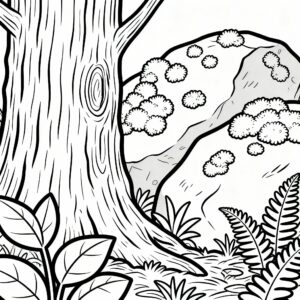 Komplex skogsmålarbild med naturtrogna texturer