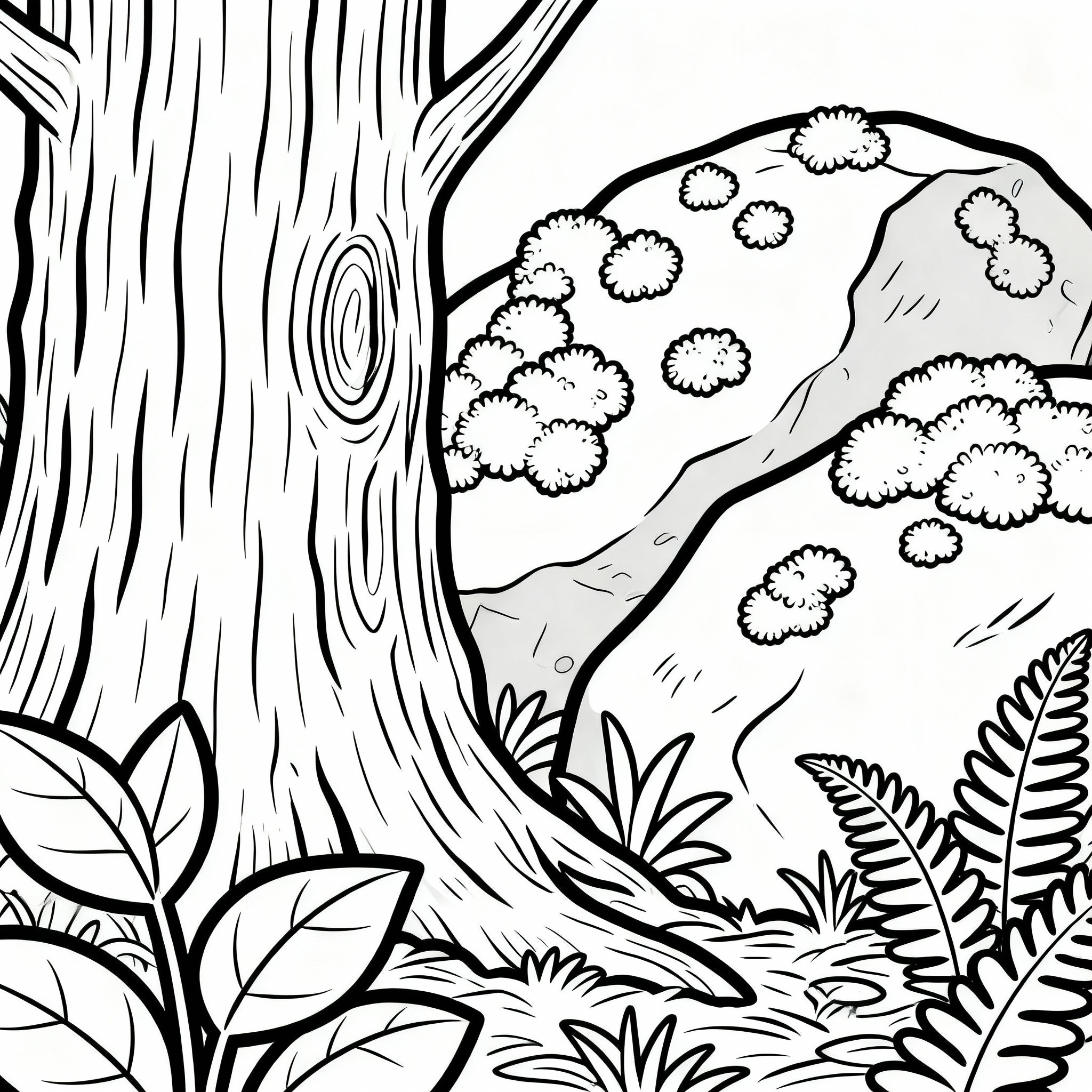 Komplex skogsmålarbild med naturtrogna texturer