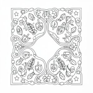 Komplexa Chanukka-ornament att färglägga