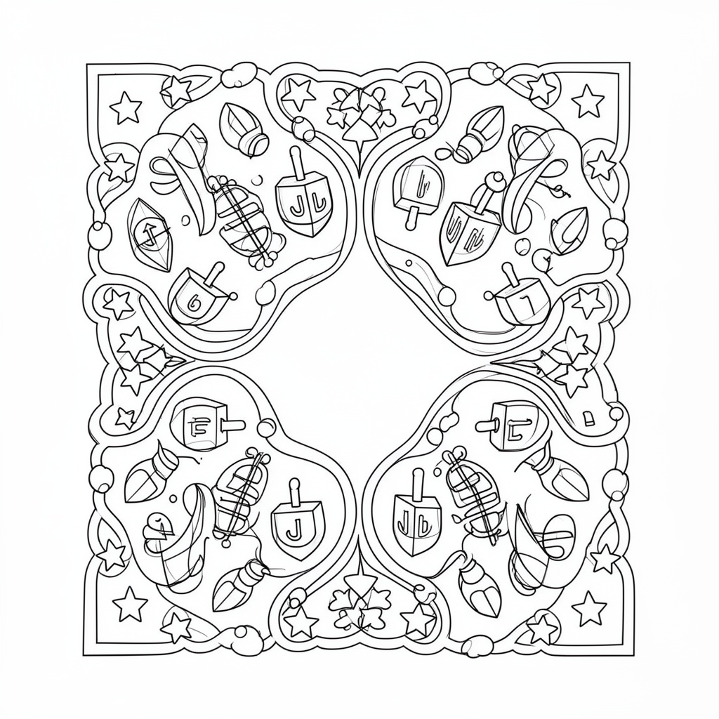 Komplexa Chanukka-ornament att färglägga