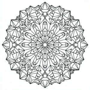 Kristallmandala byggd av detaljerade geometriska former