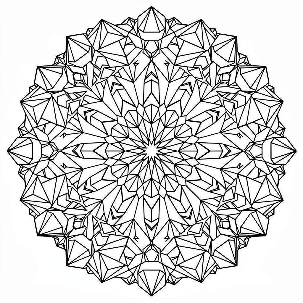 Kristallmandala byggd av detaljerade geometriska former