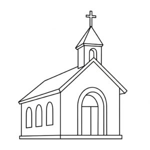 Kristen kyrka i fridfull stämning målarbild för barn