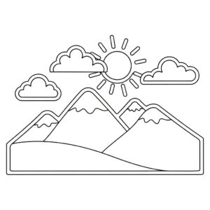 Landskap för små med moln och sol