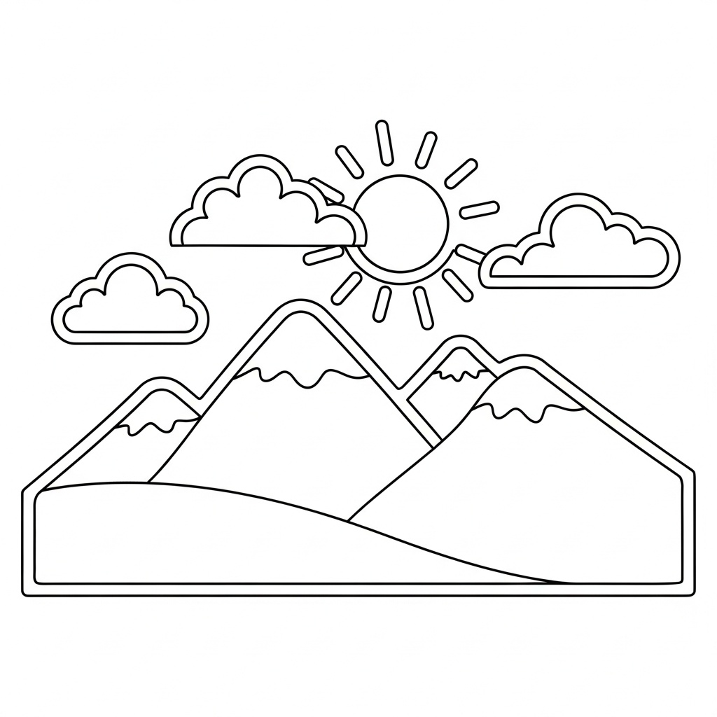 Landskap för små med moln och sol