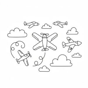 Lära sig riktningar med flygplan: Förberedande målarbild för skolan