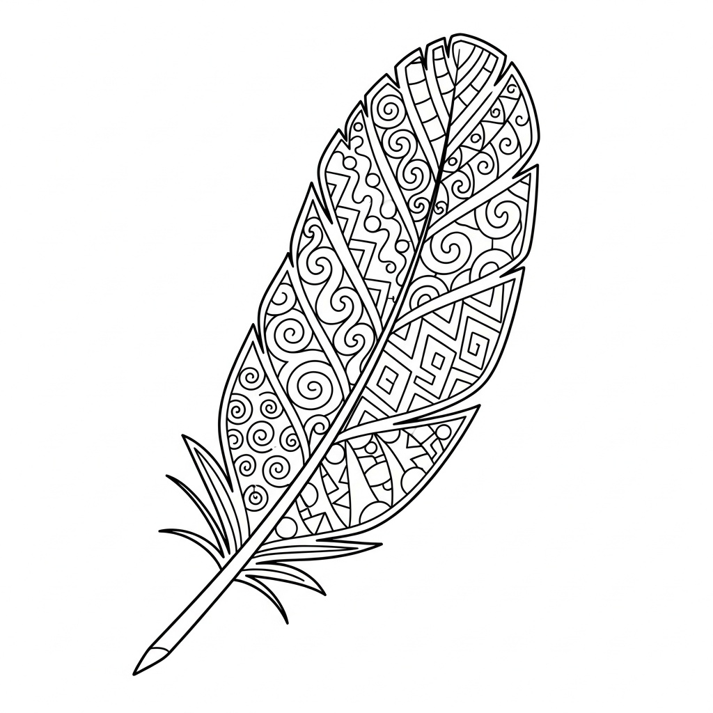 Lätt att följa zentangle fjädermotiv