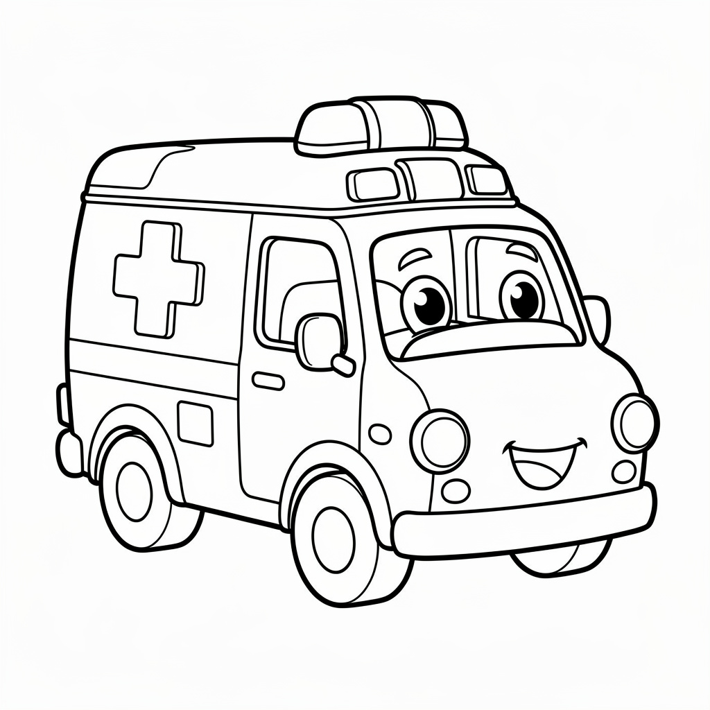 Leende ambulans målarbild för barn