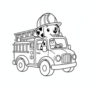 Leende brandhund målarbild för förskolebarn