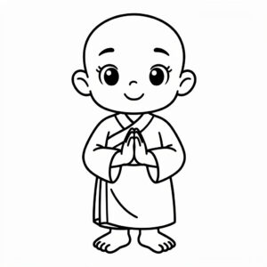 Leende buddhistisk munk för förskolebarn