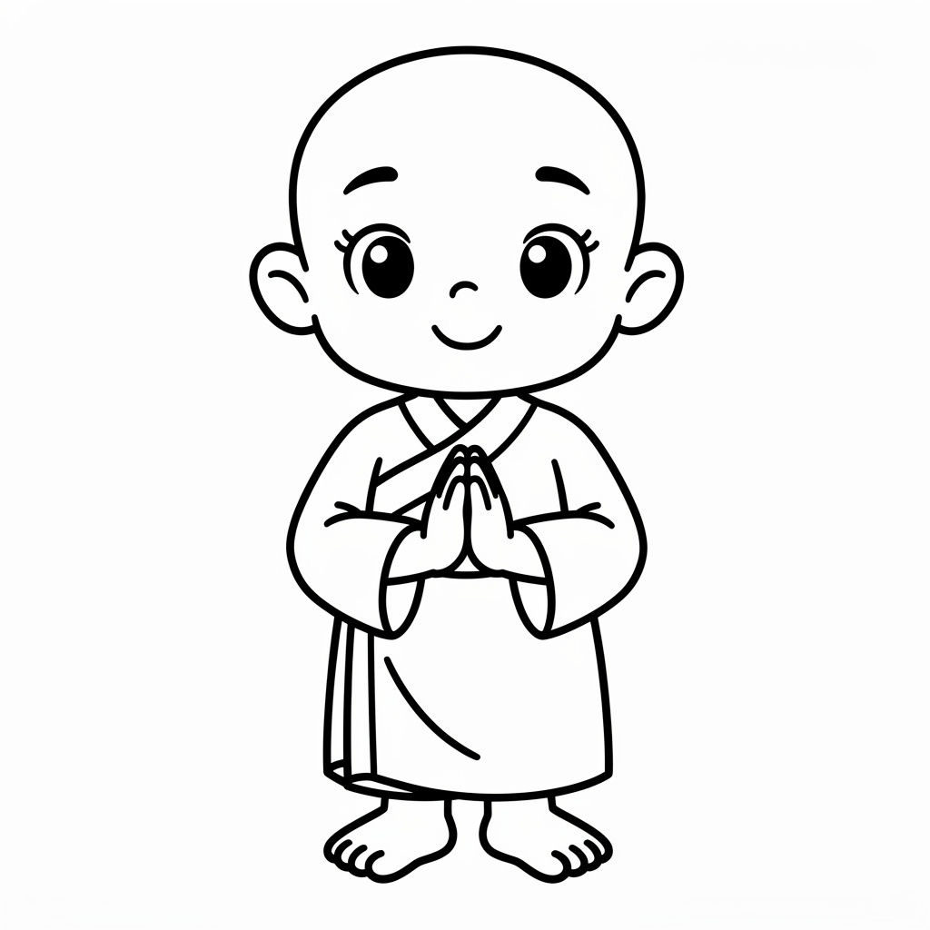 Leende buddhistisk munk för förskolebarn