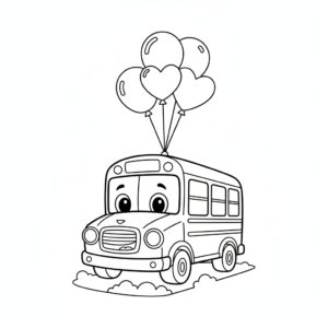 Leende fordon målarbild: söt buss
