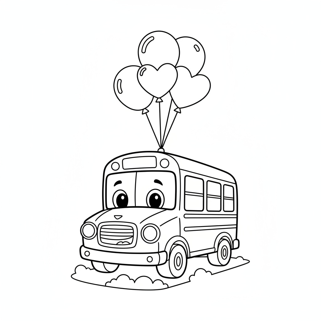 Leende fordon målarbild: söt buss