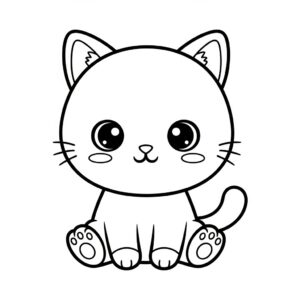 Leende katt i vänlig kawaii-stil