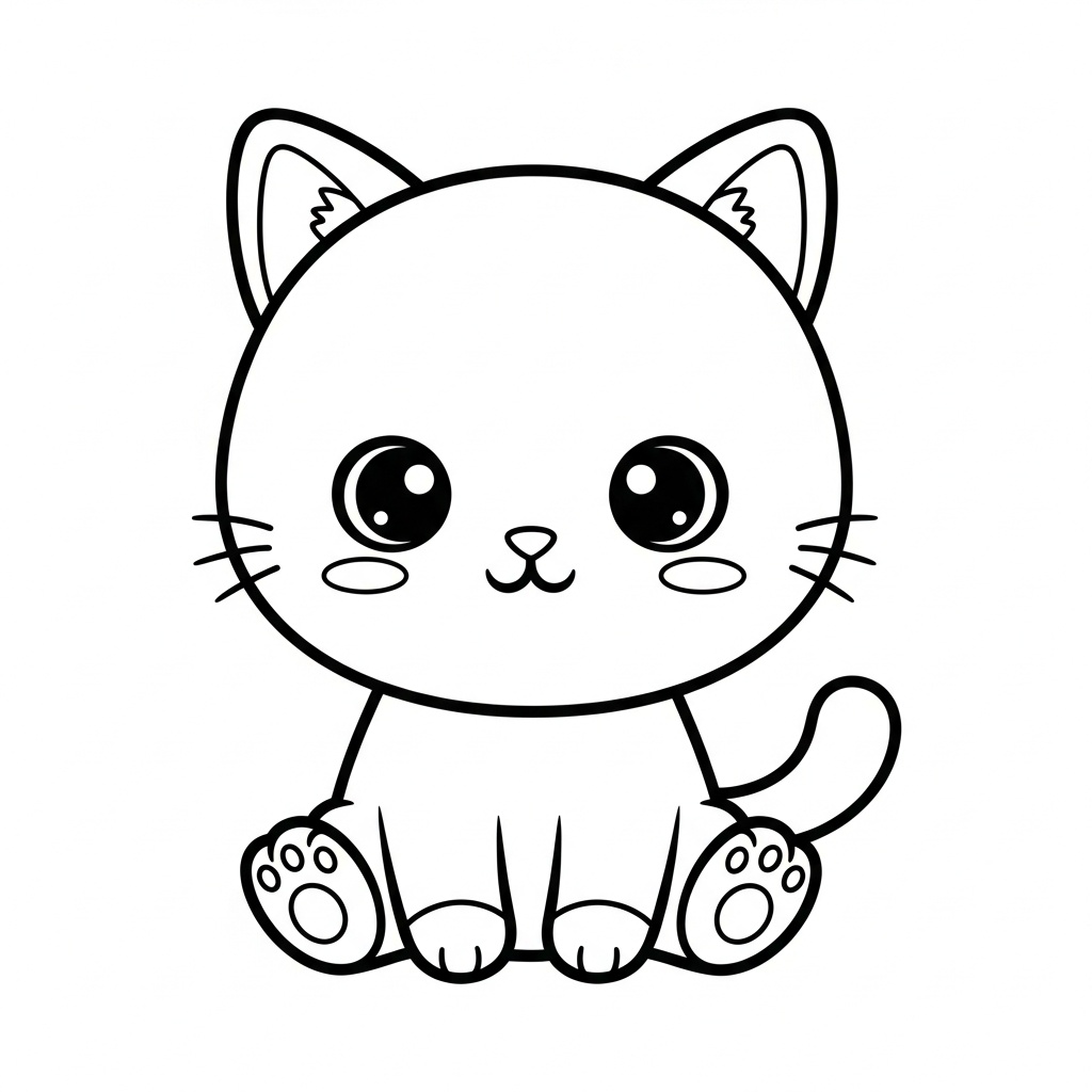 Leende katt i vänlig kawaii-stil