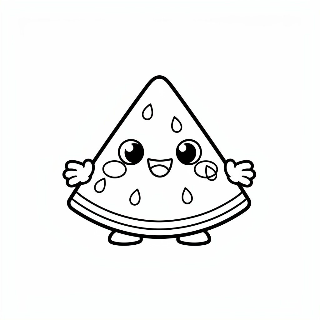 Leende melon målarbild med vänligt ansikte