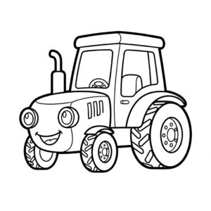 Leende traktor målarbild för barn
