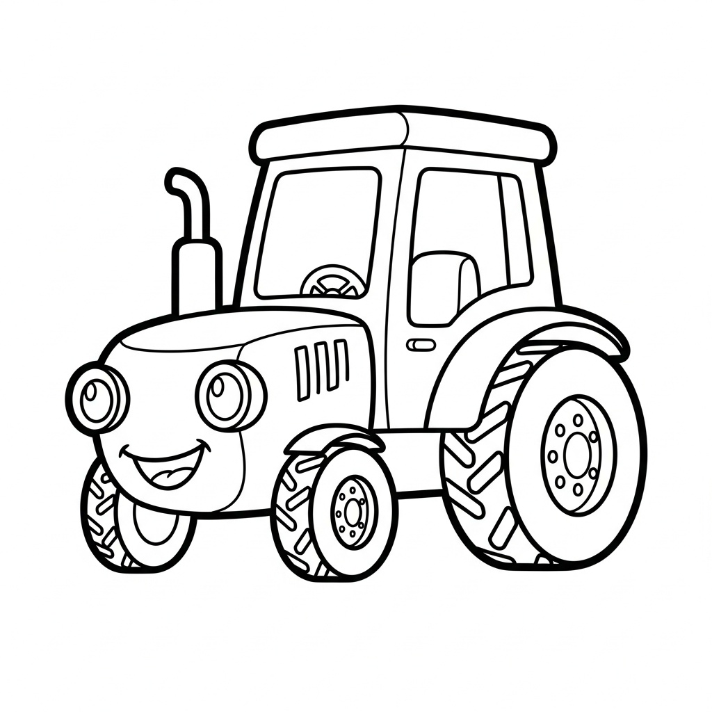 Leende traktor målarbild för barn