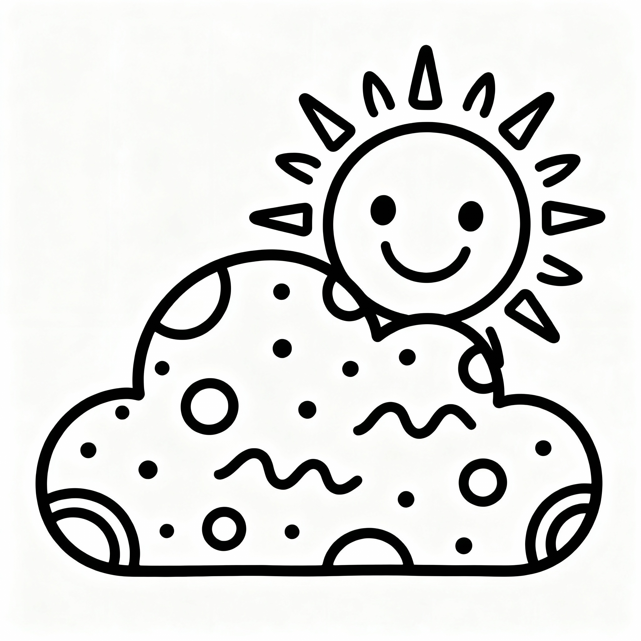Lekfull zentangle-moln och sol målarbild för barn
