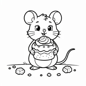 Liten mus som äter en semla