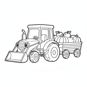 Liten traktor målarbild med tjocka konturer