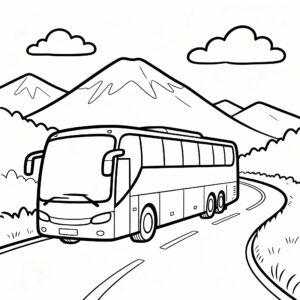 Bussar och skolbuss målarbild