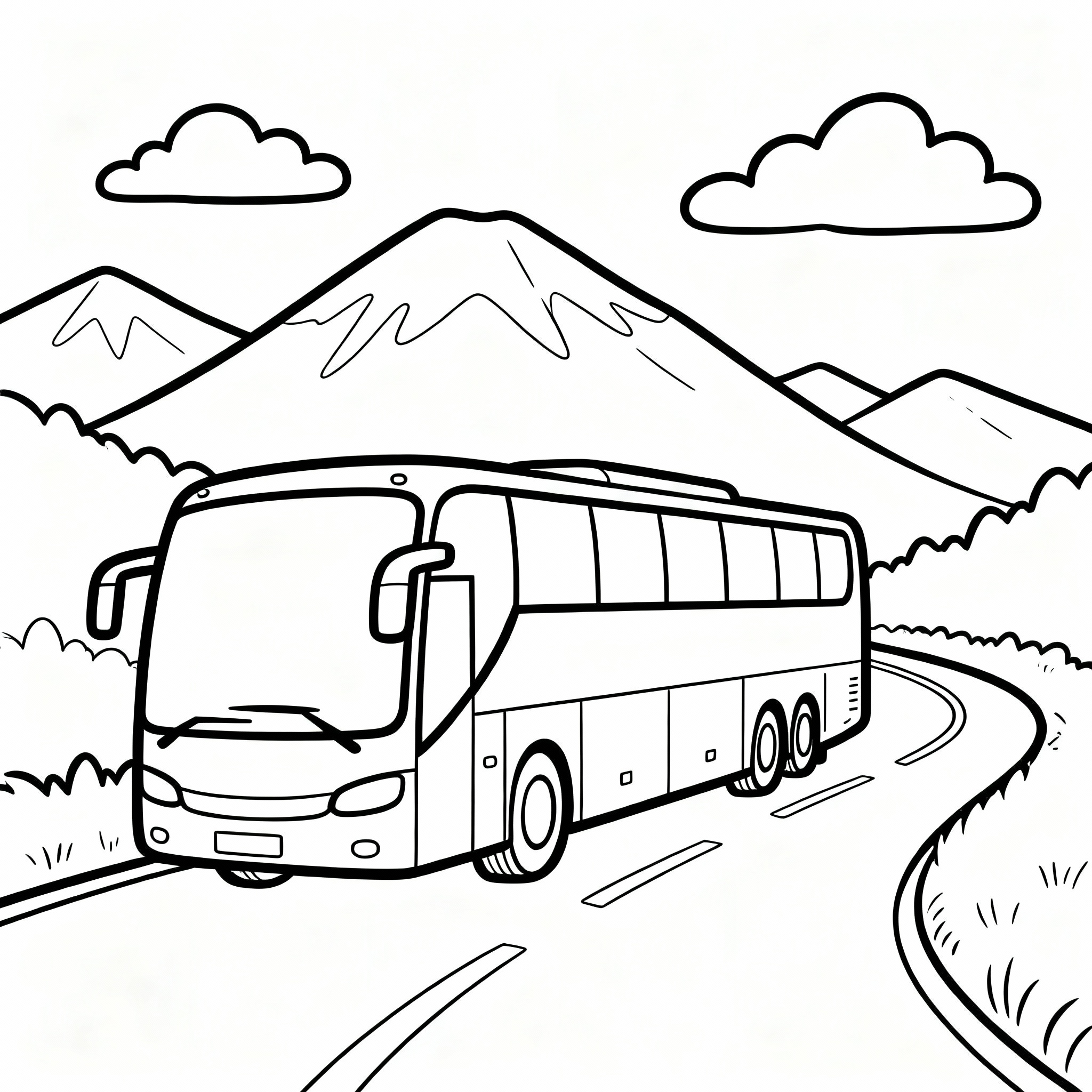 Målarbild av en resande buss
