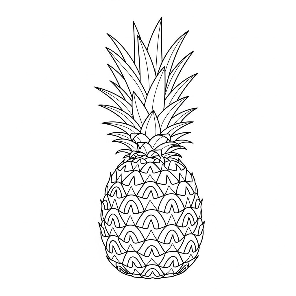 Målarbild för skolbarn med ananas