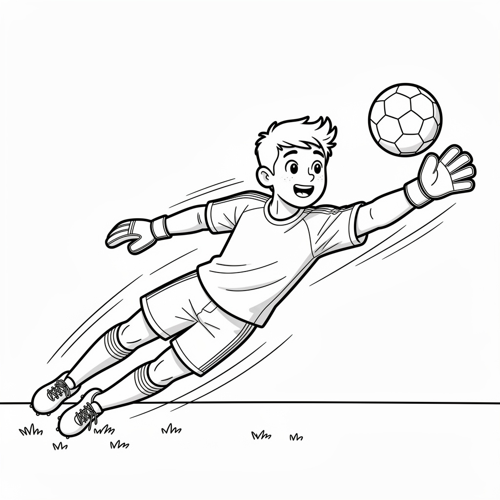 Målvakt i fotboll kastar sig