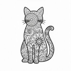 Mandala katt för vuxna med avslappnande mönster