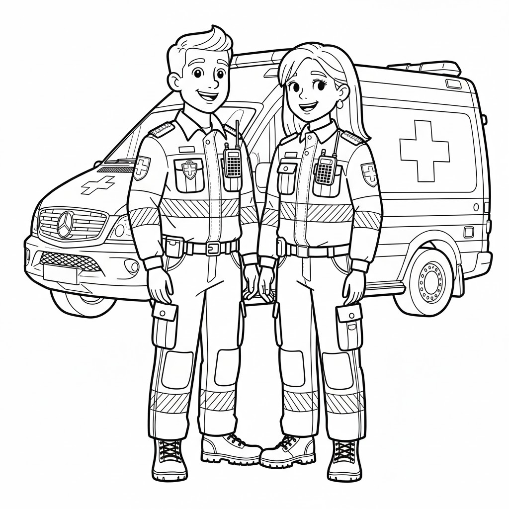 Manlig och kvinnlig svensk ambulanspersonal