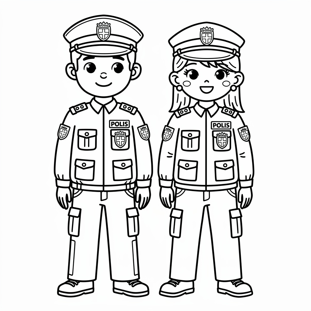 Manlig och kvinnlig svensk polis i uniform