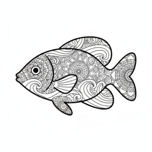 Meditativ fisk målarbild för vuxna med mandala