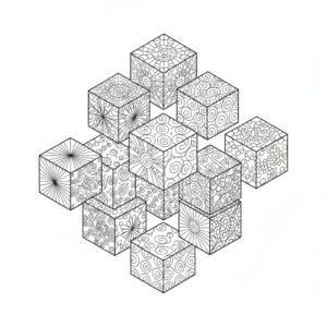 Meditativt, tätt mönstrat zentangle geometrisk illusion