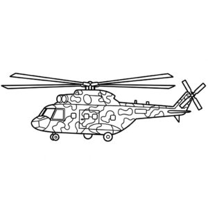 Militärhelikopter med kamouflagemönster målarbild