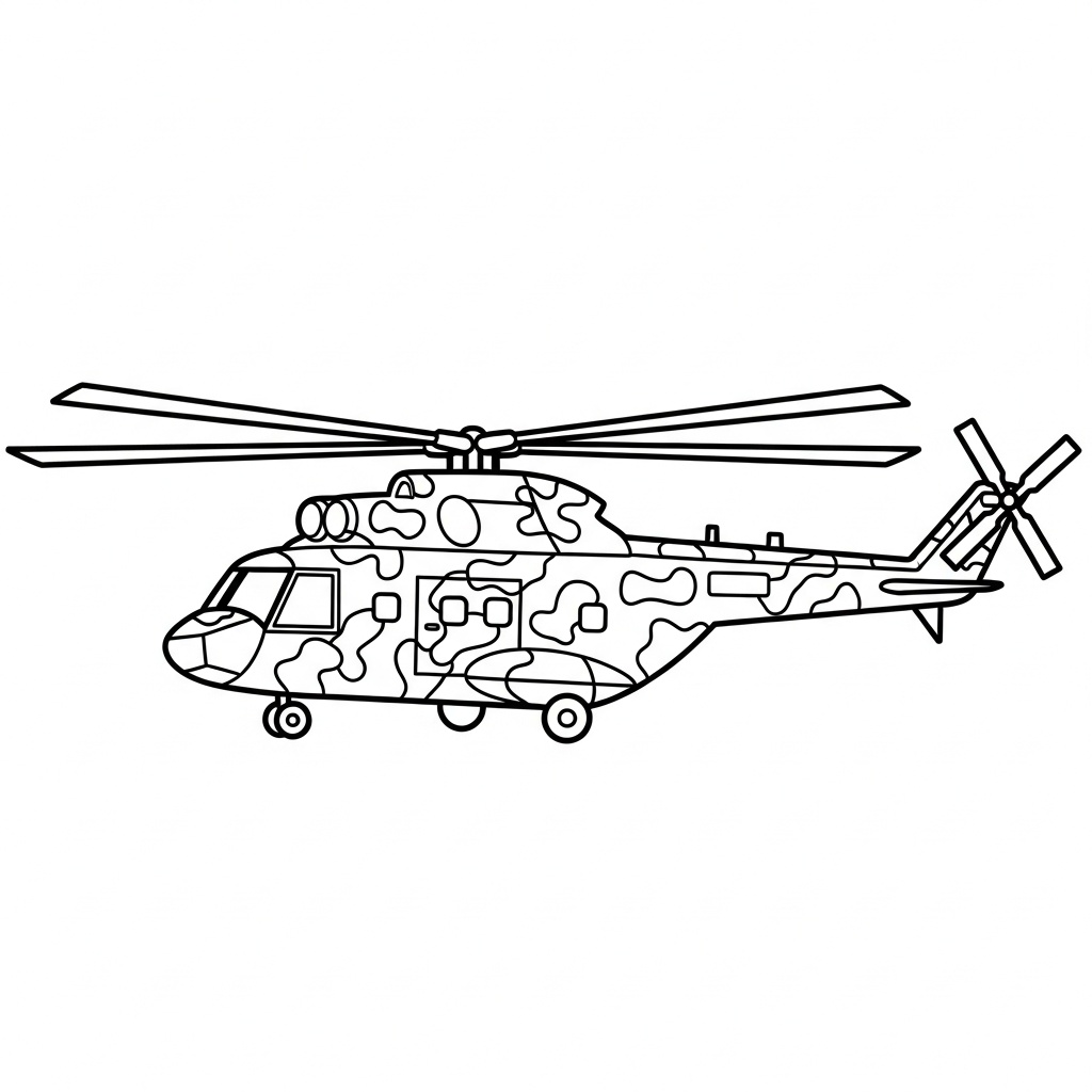Militärhelikopter med kamouflagemönster målarbild
