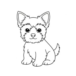 Min första yorkshireterrier teckning med rena linjer för barn
