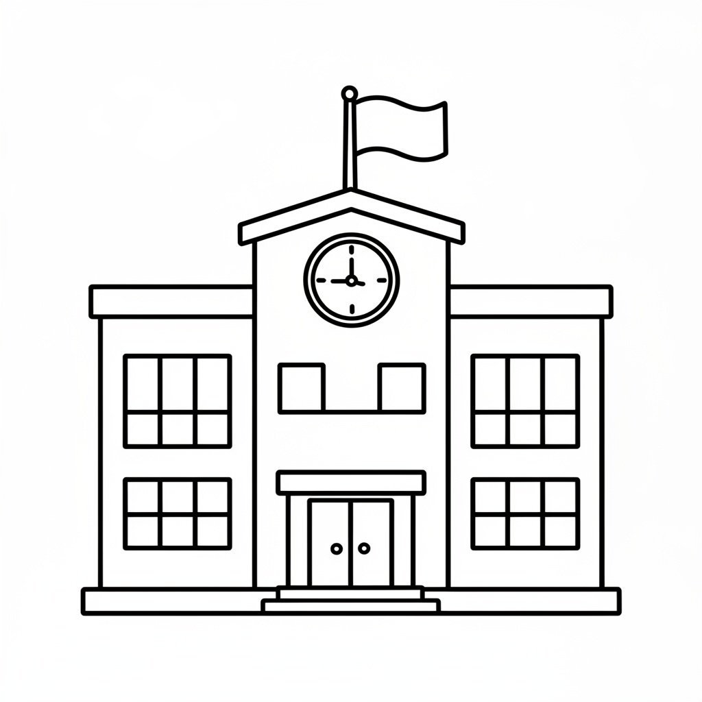 Modern skolbyggnad med klocka