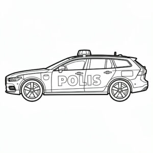 Modern svensk polisbil med blåljus
