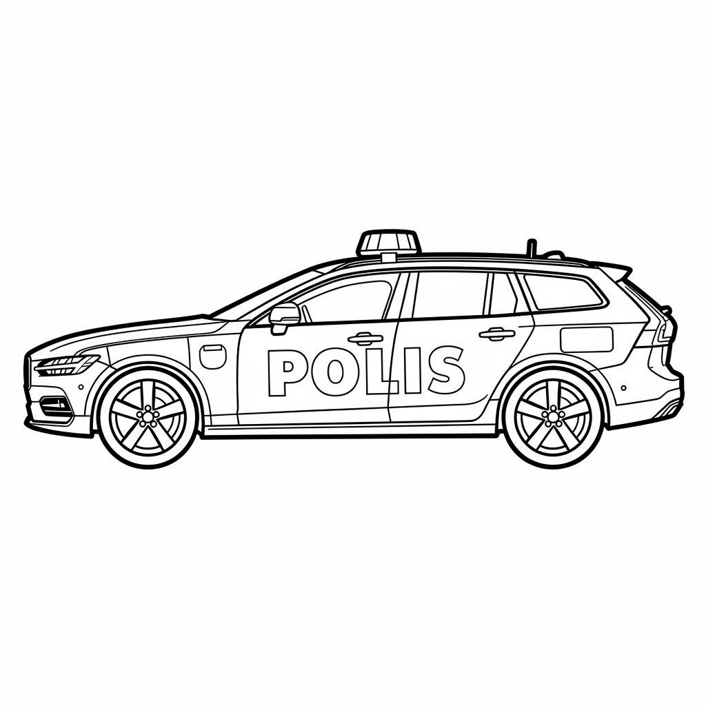 Modern svensk polisbil med blåljus